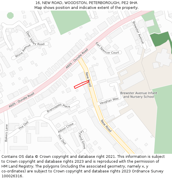 16, NEW ROAD, WOODSTON, PETERBOROUGH, PE2 9HA: Location map and indicative extent of plot