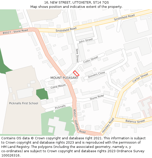 16, NEW STREET, UTTOXETER, ST14 7QS: Location map and indicative extent of plot