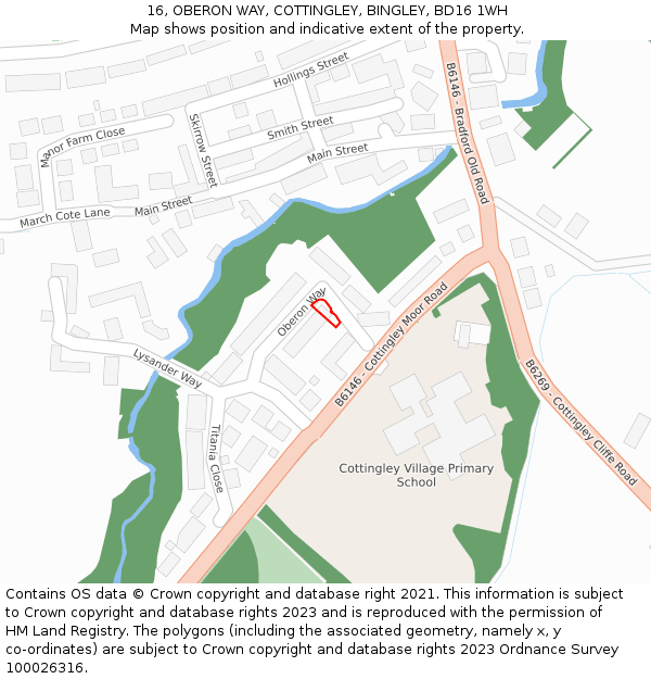 16, OBERON WAY, COTTINGLEY, BINGLEY, BD16 1WH: Location map and indicative extent of plot
