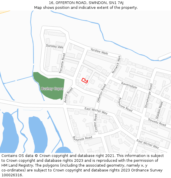 16, OFFERTON ROAD, SWINDON, SN1 7AJ: Location map and indicative extent of plot