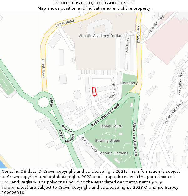 16, OFFICERS FIELD, PORTLAND, DT5 1FH: Location map and indicative extent of plot