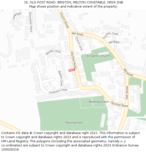 16, OLD POST ROAD, BRISTON, MELTON CONSTABLE, NR24 2NB: Location map and indicative extent of plot