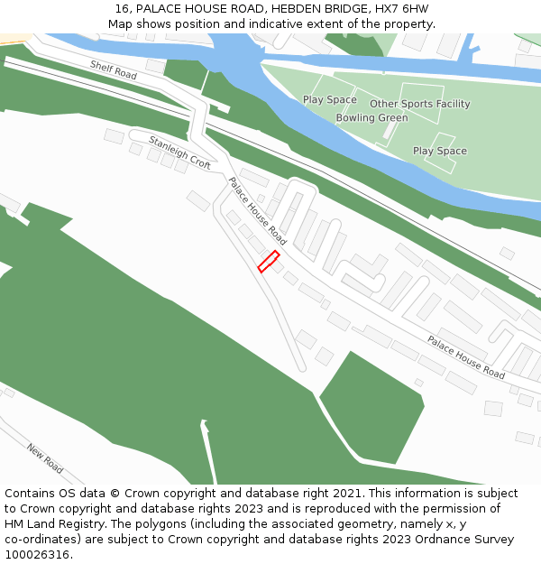 16, PALACE HOUSE ROAD, HEBDEN BRIDGE, HX7 6HW: Location map and indicative extent of plot
