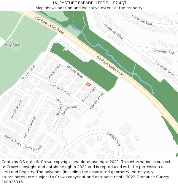 16, PASTURE PARADE, LEEDS, LS7 4QT: Location map and indicative extent of plot