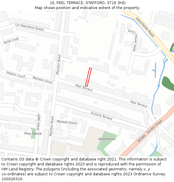 16, PEEL TERRACE, STAFFORD, ST16 3HD: Location map and indicative extent of plot