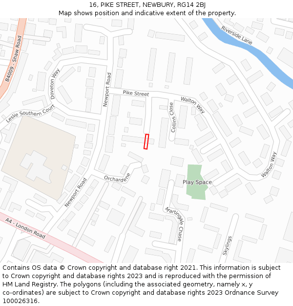 16, PIKE STREET, NEWBURY, RG14 2BJ: Location map and indicative extent of plot