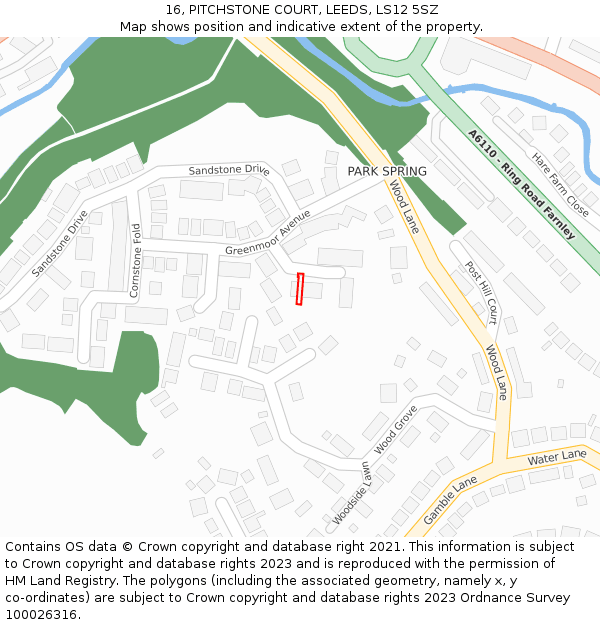 16, PITCHSTONE COURT, LEEDS, LS12 5SZ: Location map and indicative extent of plot