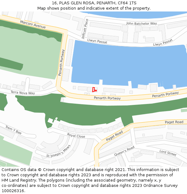 16, PLAS GLEN ROSA, PENARTH, CF64 1TS: Location map and indicative extent of plot