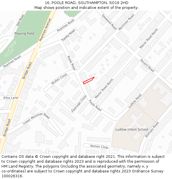 16, POOLE ROAD, SOUTHAMPTON, SO19 2HD: Location map and indicative extent of plot