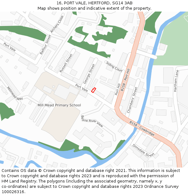 16, PORT VALE, HERTFORD, SG14 3AB: Location map and indicative extent of plot