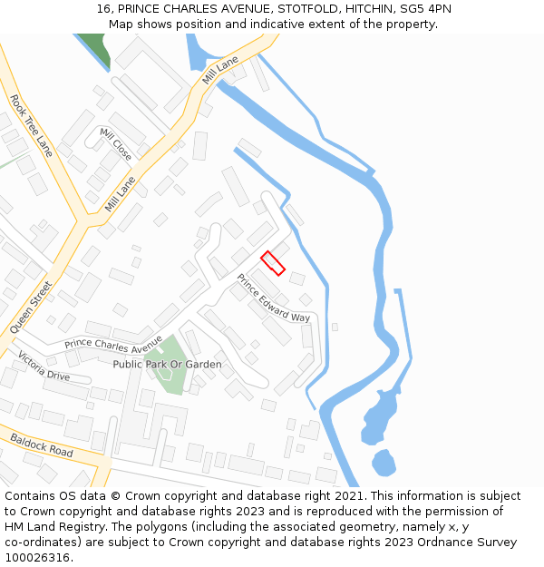 16, PRINCE CHARLES AVENUE, STOTFOLD, HITCHIN, SG5 4PN: Location map and indicative extent of plot