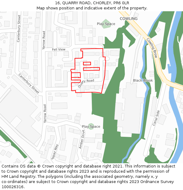 16, QUARRY ROAD, CHORLEY, PR6 0LR: Location map and indicative extent of plot