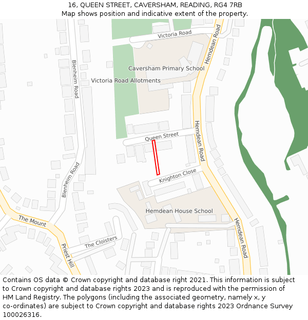 16, QUEEN STREET, CAVERSHAM, READING, RG4 7RB: Location map and indicative extent of plot