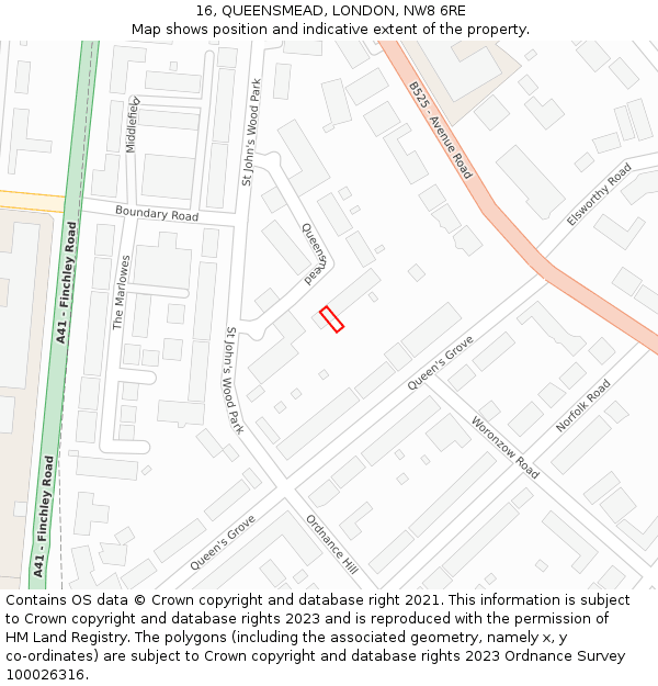 16, QUEENSMEAD, LONDON, NW8 6RE: Location map and indicative extent of plot