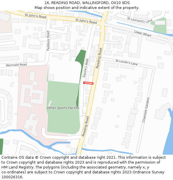 16, READING ROAD, WALLINGFORD, OX10 9DS: Location map and indicative extent of plot
