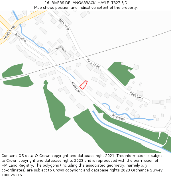 16, RIVERSIDE, ANGARRACK, HAYLE, TR27 5JD: Location map and indicative extent of plot