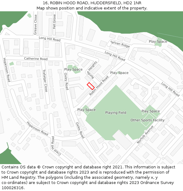 16, ROBIN HOOD ROAD, HUDDERSFIELD, HD2 1NR: Location map and indicative extent of plot