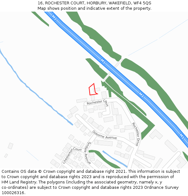 16, ROCHESTER COURT, HORBURY, WAKEFIELD, WF4 5QS: Location map and indicative extent of plot
