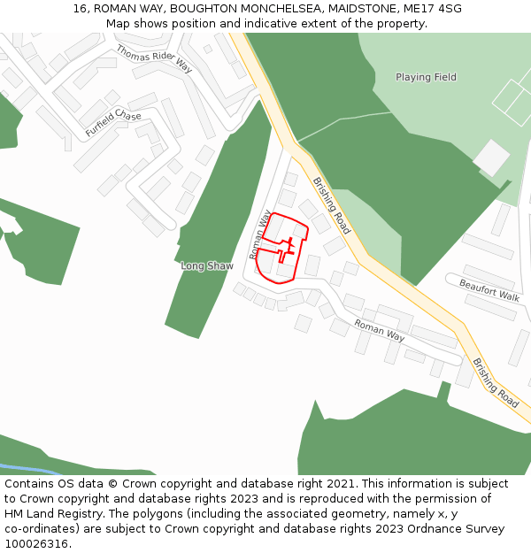 16, ROMAN WAY, BOUGHTON MONCHELSEA, MAIDSTONE, ME17 4SG: Location map and indicative extent of plot