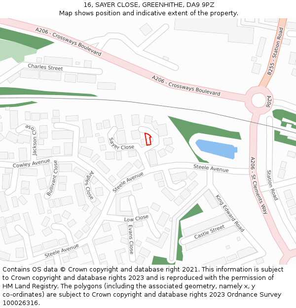 16, SAYER CLOSE, GREENHITHE, DA9 9PZ: Location map and indicative extent of plot