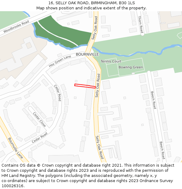 16, SELLY OAK ROAD, BIRMINGHAM, B30 1LS: Location map and indicative extent of plot
