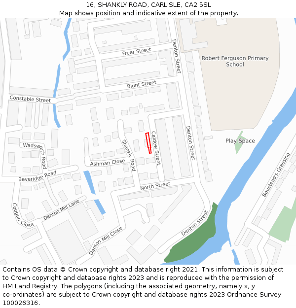 16, SHANKLY ROAD, CARLISLE, CA2 5SL: Location map and indicative extent of plot