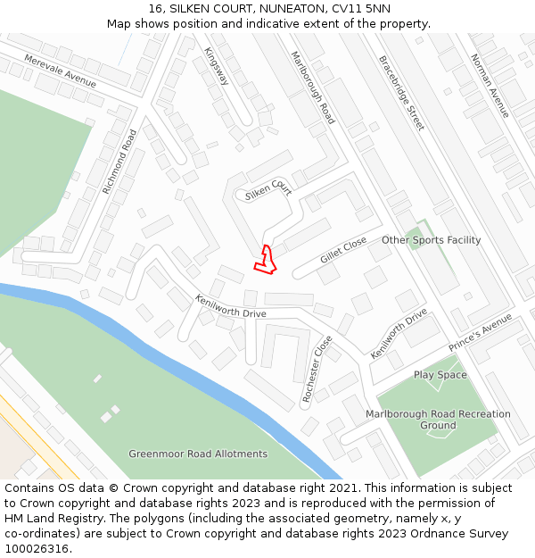 16, SILKEN COURT, NUNEATON, CV11 5NN: Location map and indicative extent of plot