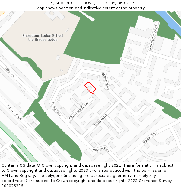 16, SILVERLIGHT GROVE, OLDBURY, B69 2GP: Location map and indicative extent of plot