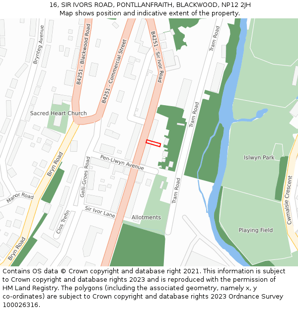 16, SIR IVORS ROAD, PONTLLANFRAITH, BLACKWOOD, NP12 2JH: Location map and indicative extent of plot