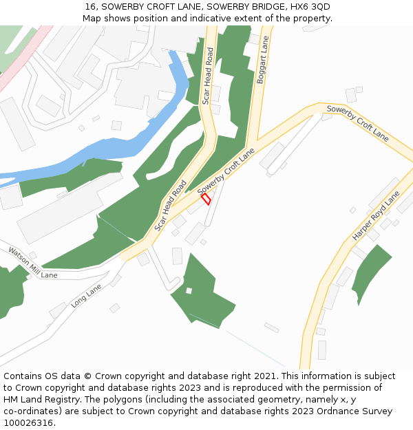 16, SOWERBY CROFT LANE, SOWERBY BRIDGE, HX6 3QD: Location map and indicative extent of plot