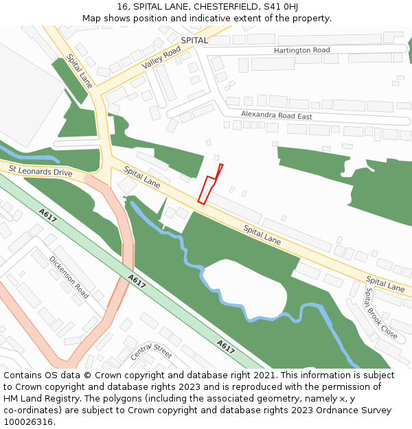 16, SPITAL LANE, CHESTERFIELD, S41 0HJ: Location map and indicative extent of plot