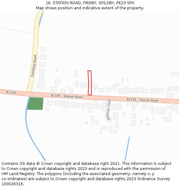 16, STATION ROAD, FIRSBY, SPILSBY, PE23 5PX: Location map and indicative extent of plot