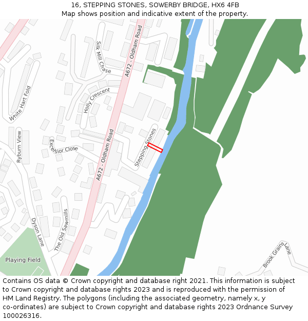 16, STEPPING STONES, SOWERBY BRIDGE, HX6 4FB: Location map and indicative extent of plot