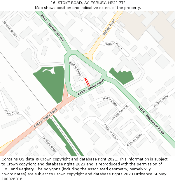 16, STOKE ROAD, AYLESBURY, HP21 7TF: Location map and indicative extent of plot