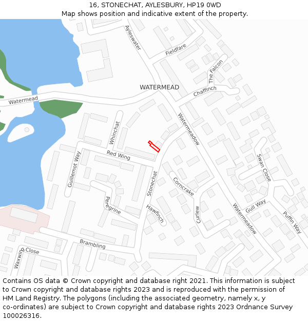 16, STONECHAT, AYLESBURY, HP19 0WD: Location map and indicative extent of plot