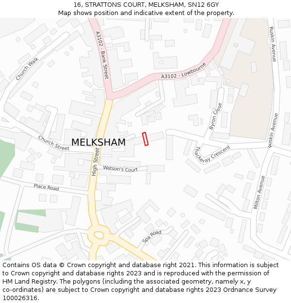 16, STRATTONS COURT, MELKSHAM, SN12 6GY: Location map and indicative extent of plot