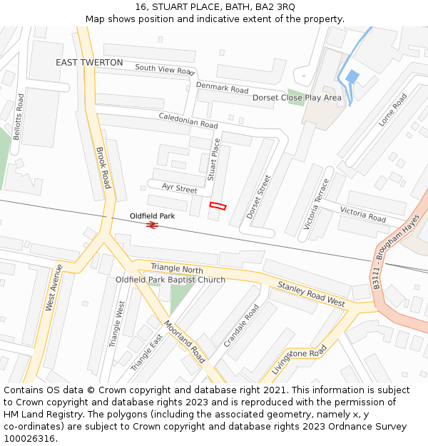 16, STUART PLACE, BATH, BA2 3RQ: Location map and indicative extent of plot