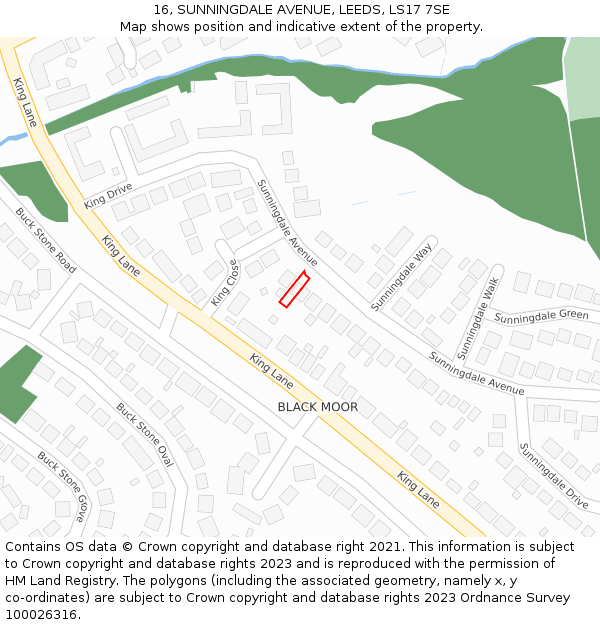 16, SUNNINGDALE AVENUE, LEEDS, LS17 7SE: Location map and indicative extent of plot