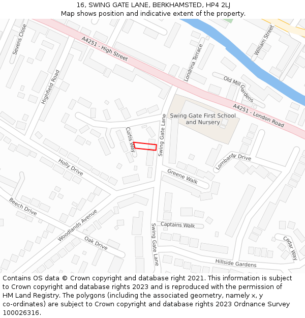 16, SWING GATE LANE, BERKHAMSTED, HP4 2LJ: Location map and indicative extent of plot