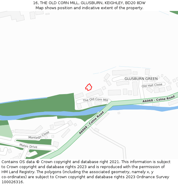 16, THE OLD CORN MILL, GLUSBURN, KEIGHLEY, BD20 8DW: Location map and indicative extent of plot