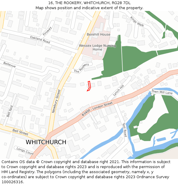 16, THE ROOKERY, WHITCHURCH, RG28 7DL: Location map and indicative extent of plot