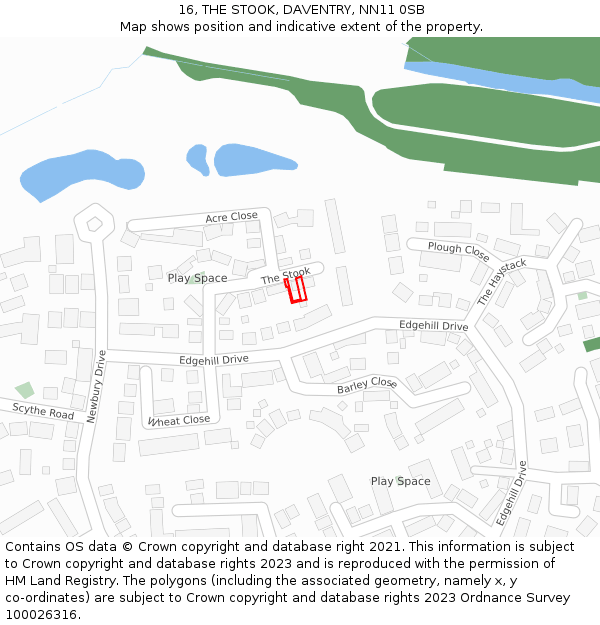 16, THE STOOK, DAVENTRY, NN11 0SB: Location map and indicative extent of plot