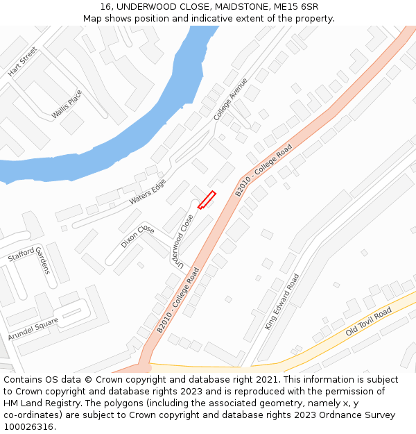 16, UNDERWOOD CLOSE, MAIDSTONE, ME15 6SR: Location map and indicative extent of plot