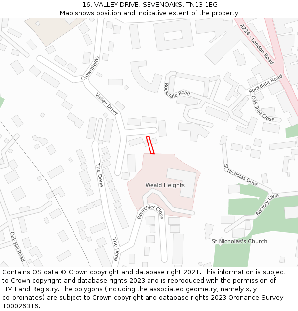 16, VALLEY DRIVE, SEVENOAKS, TN13 1EG: Location map and indicative extent of plot