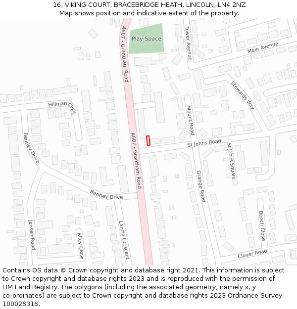 16, VIKING COURT, BRACEBRIDGE HEATH, LINCOLN, LN4 2NZ: Location map and indicative extent of plot