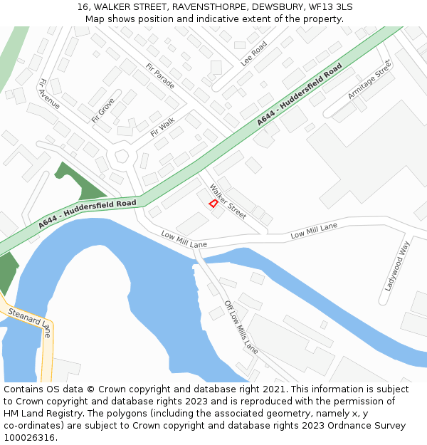 16, WALKER STREET, RAVENSTHORPE, DEWSBURY, WF13 3LS: Location map and indicative extent of plot