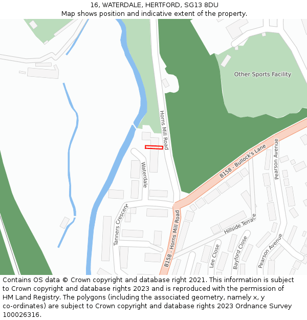 16, WATERDALE, HERTFORD, SG13 8DU: Location map and indicative extent of plot