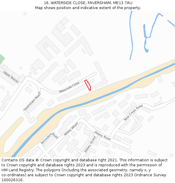 16, WATERSIDE CLOSE, FAVERSHAM, ME13 7AU: Location map and indicative extent of plot