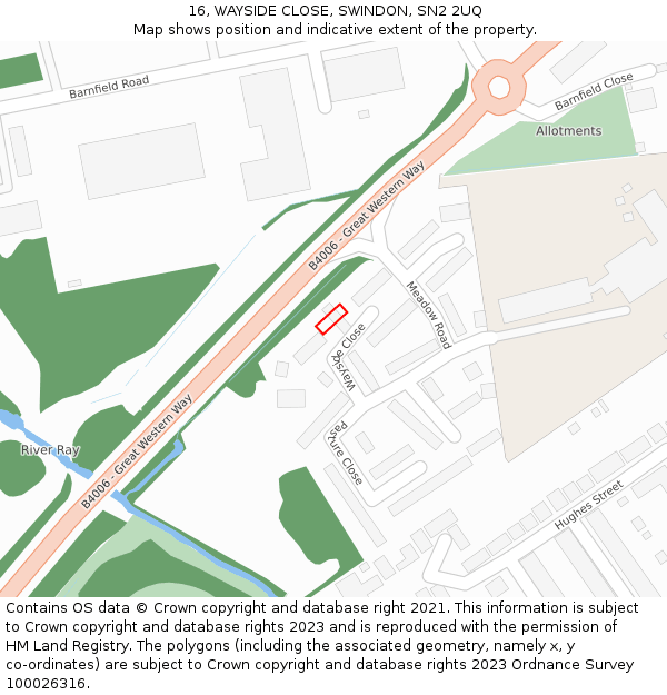 16, WAYSIDE CLOSE, SWINDON, SN2 2UQ: Location map and indicative extent of plot