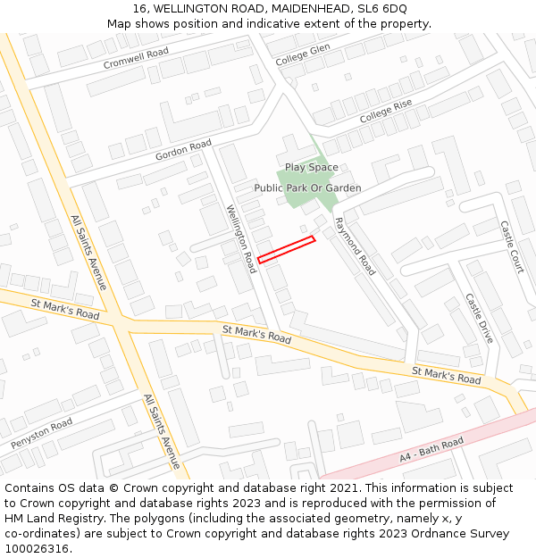16, WELLINGTON ROAD, MAIDENHEAD, SL6 6DQ: Location map and indicative extent of plot